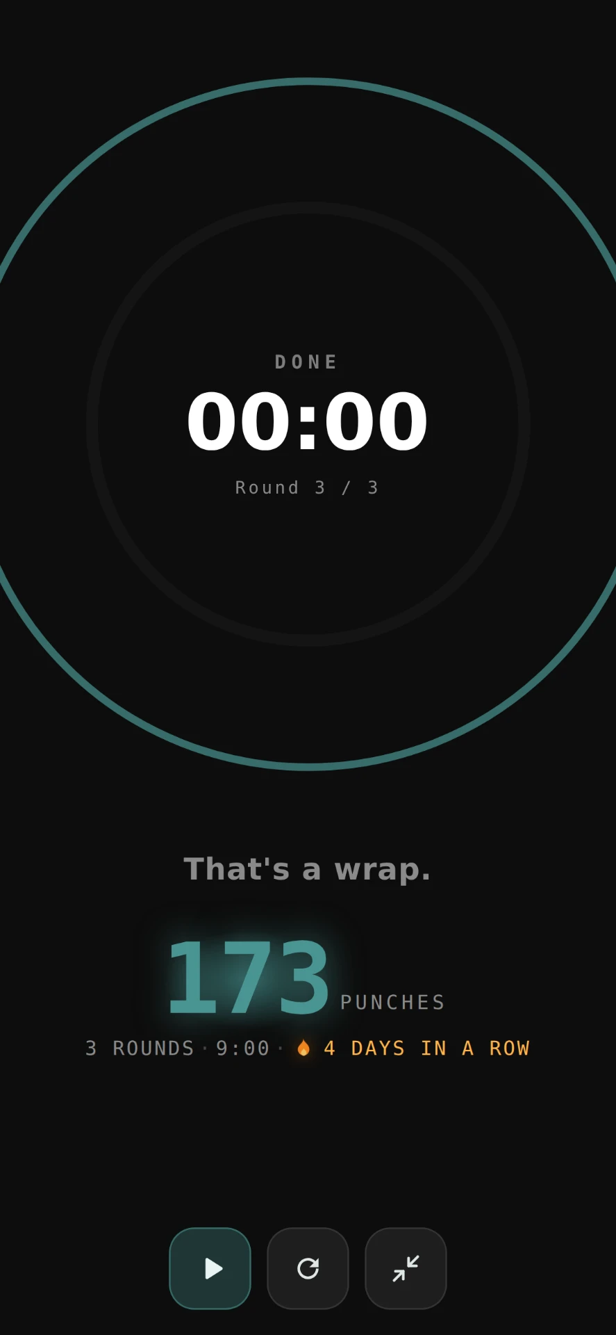 Combify round timer finish screen