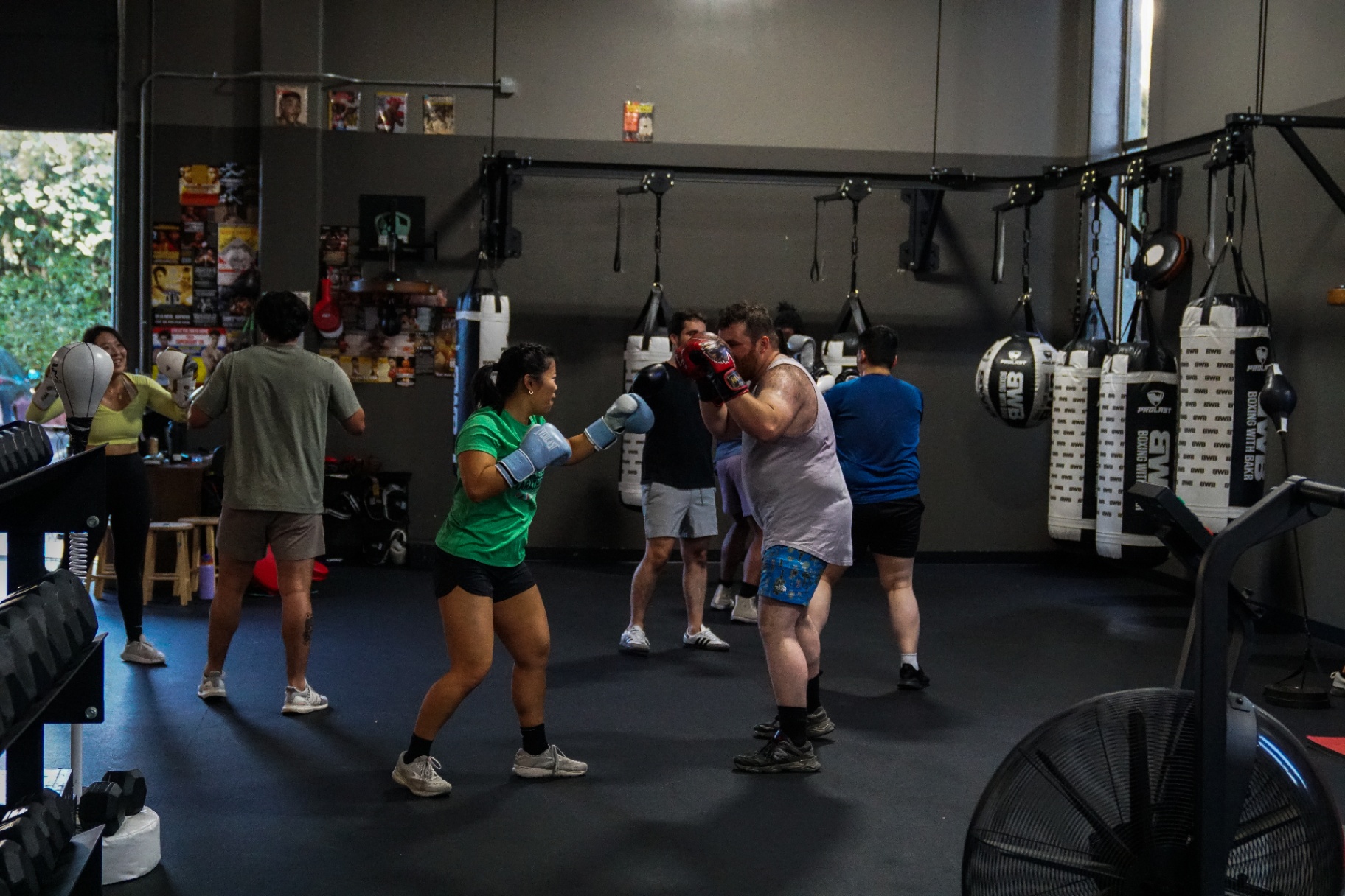 Partner drill on the BWB gym floor
