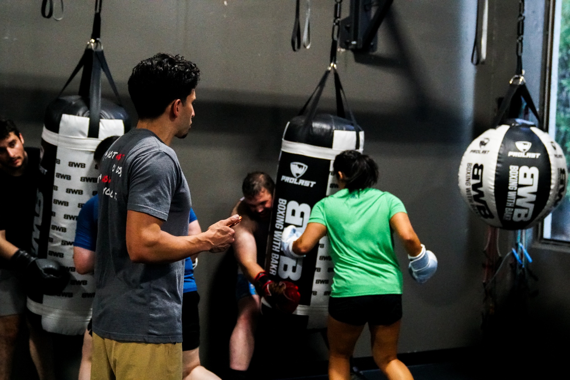 Group class rotating through bag rounds at BWB