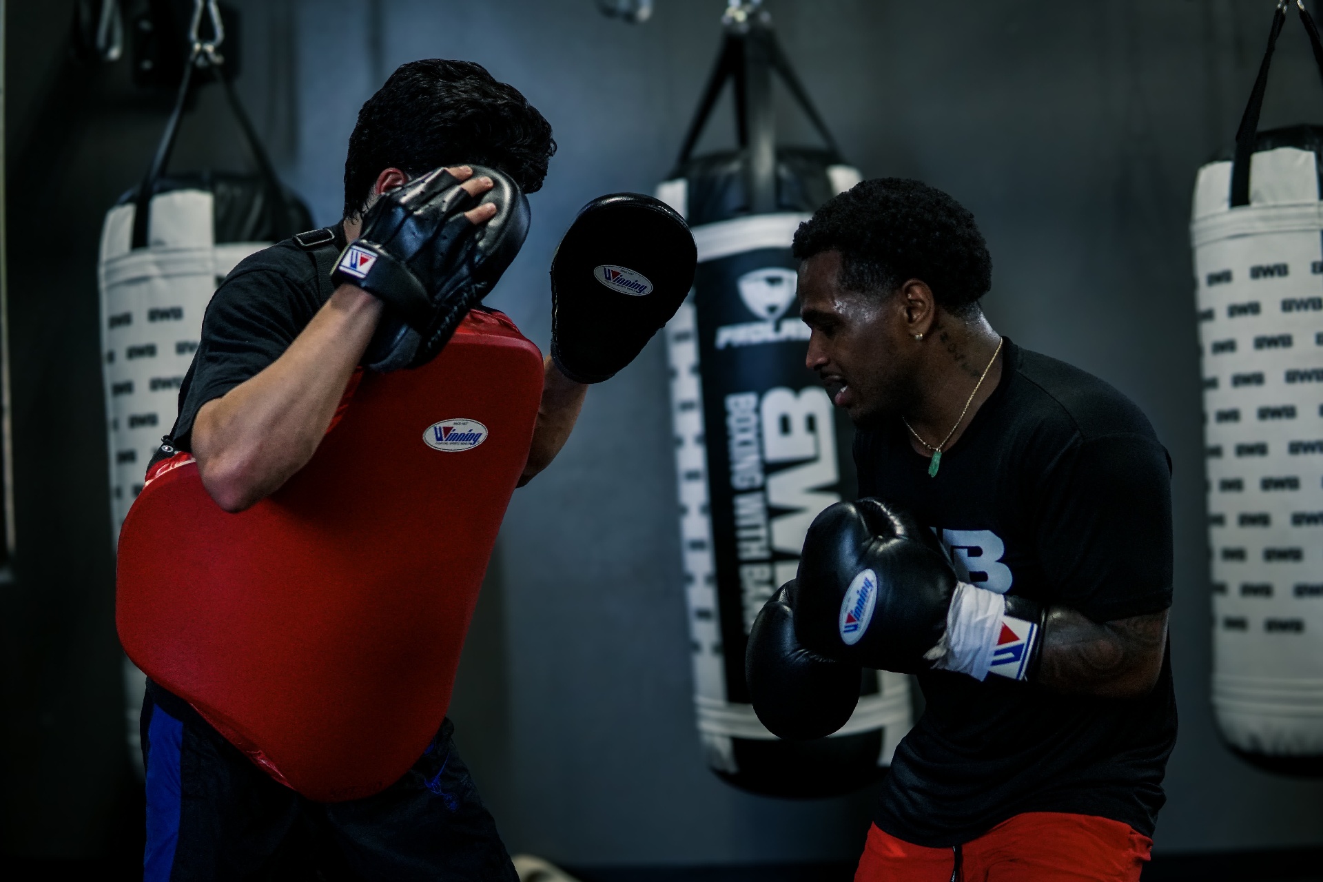 Sparring drill on the body shield at BWB